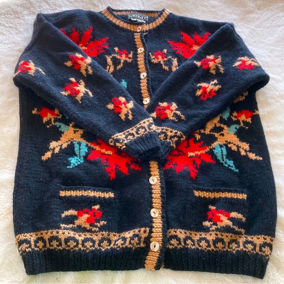 Vintage Chunky Hand Knit Classic Sweater Genuine Abalone Buttons❣️ - Picture 7 of 16